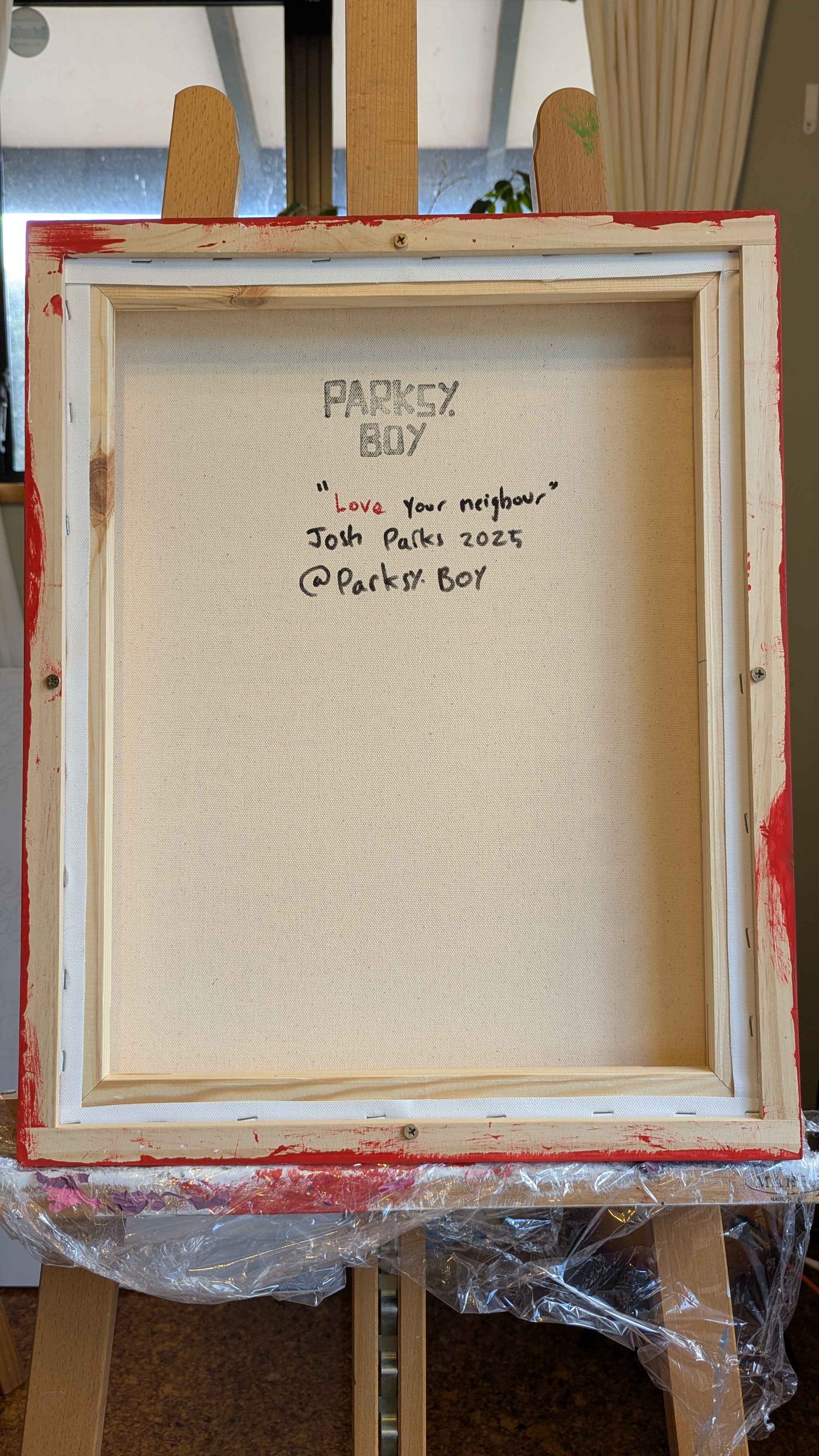 Love your neighbour - Framed Acrylic on Canvas (520mm x 420mm)