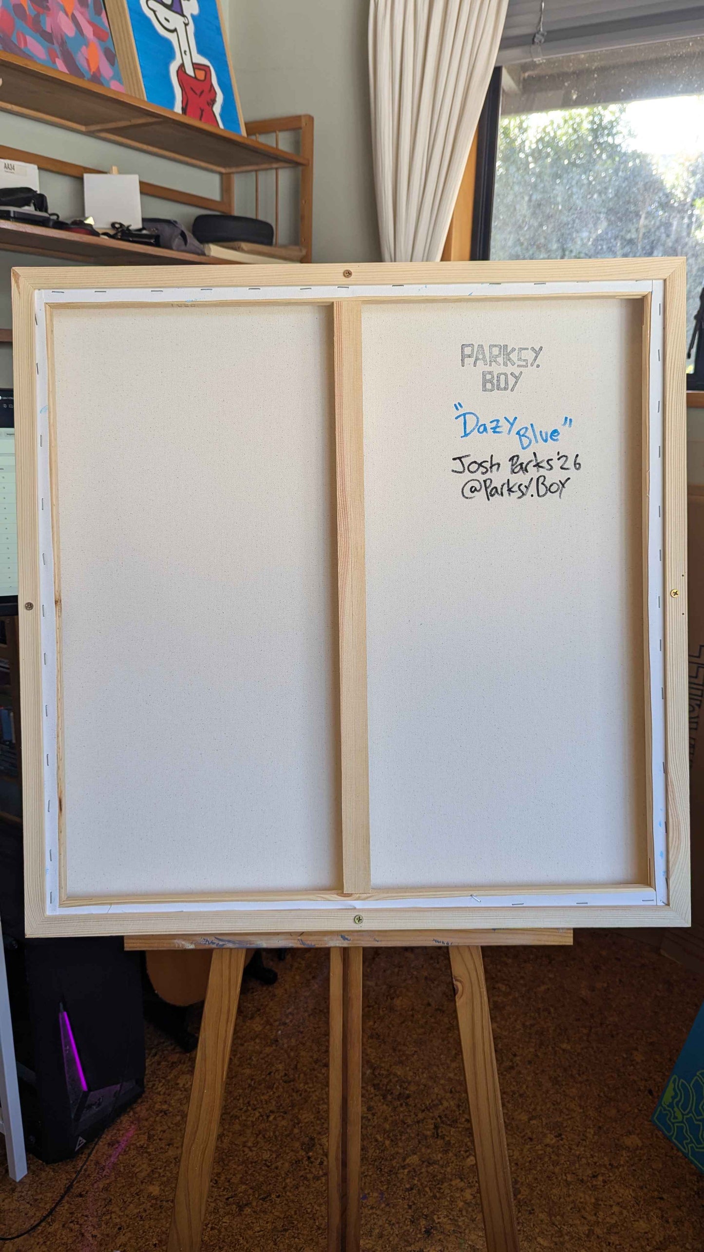Dazy Blue - Framed Acrylic on Canvas (620mm x 620mm)