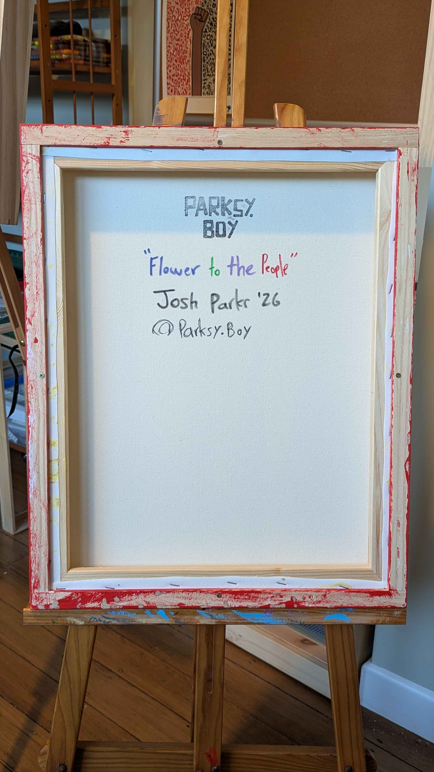 .Flower to the people - Framed Acrylic on Canvas (520mm x 420mm)