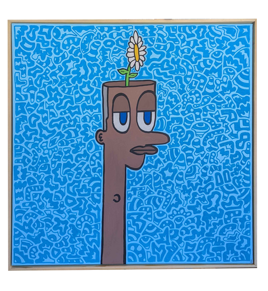 Dazy Blue - Framed Acrylic on Canvas (620mm x 620mm)