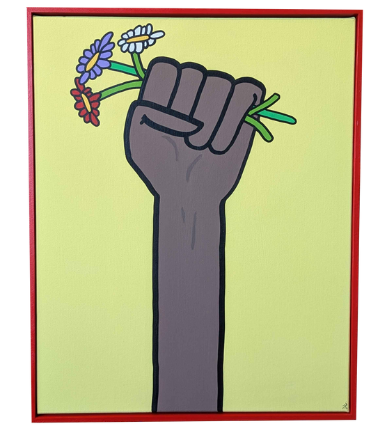 .Flower to the people - Framed Acrylic on Canvas (520mm x 420mm)