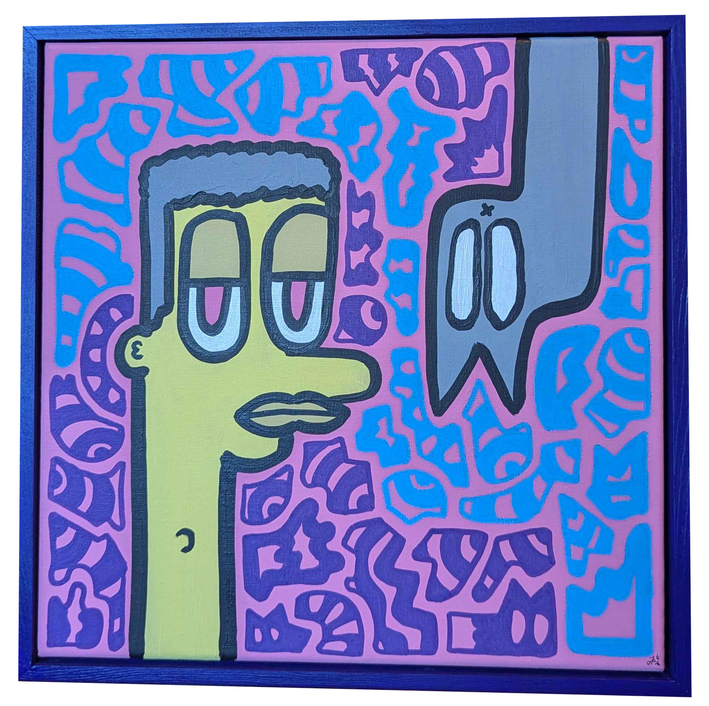 .My imaginary friend peer pressures me - Framed Acrylic on Canvas (325mm x 325mm)