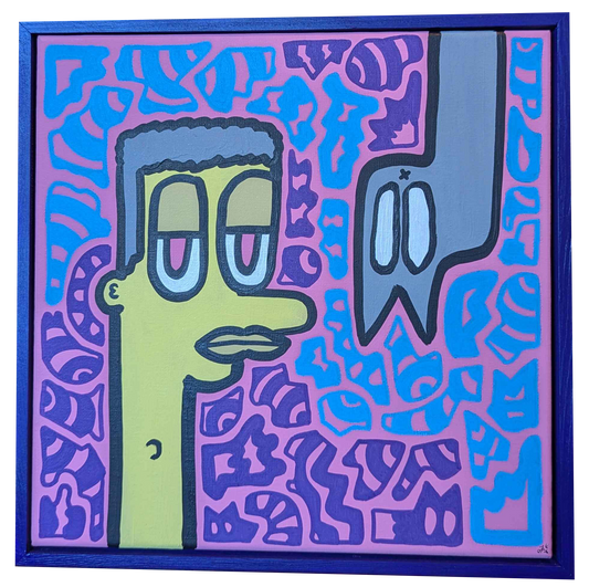 .My imaginary friend peer pressures me - Framed Acrylic on Canvas (325mm x 325mm)