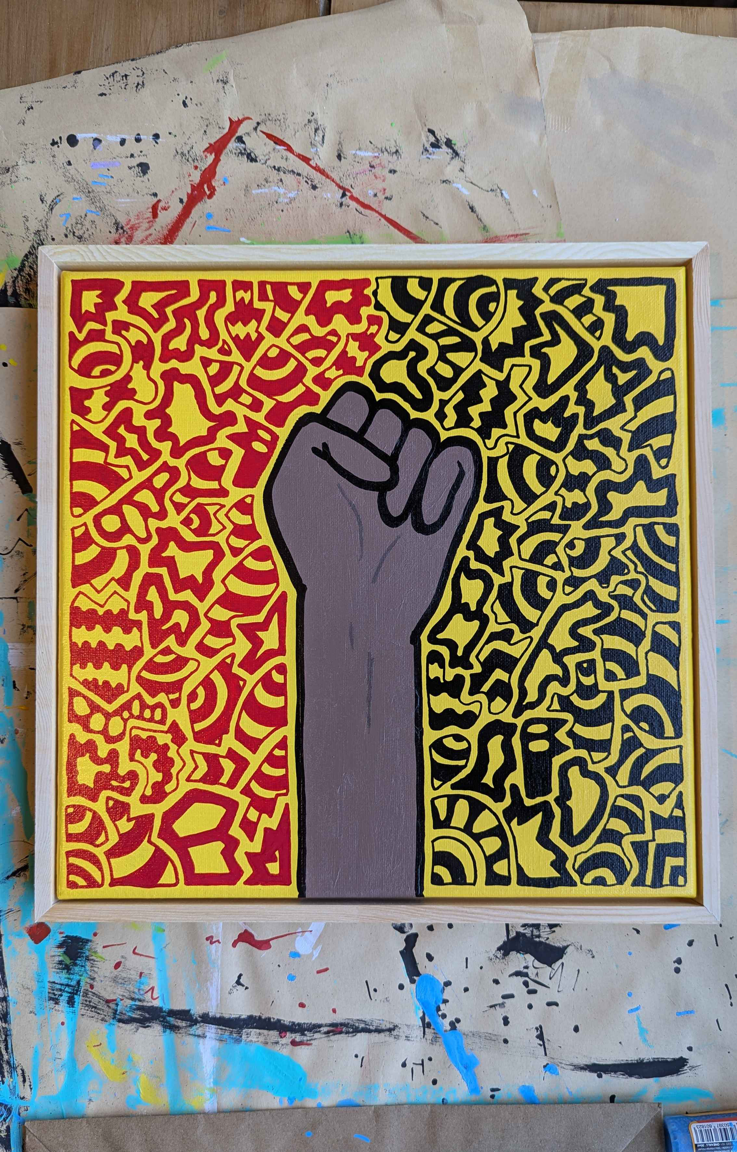 Shared struggle - Framed Acrylic on Canvas (325mm x 325mm)