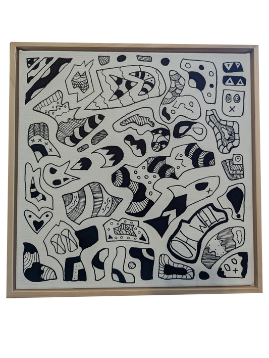 Dood where's my colour - Framed Acrylic on Canvas (325 mm x 325mm)