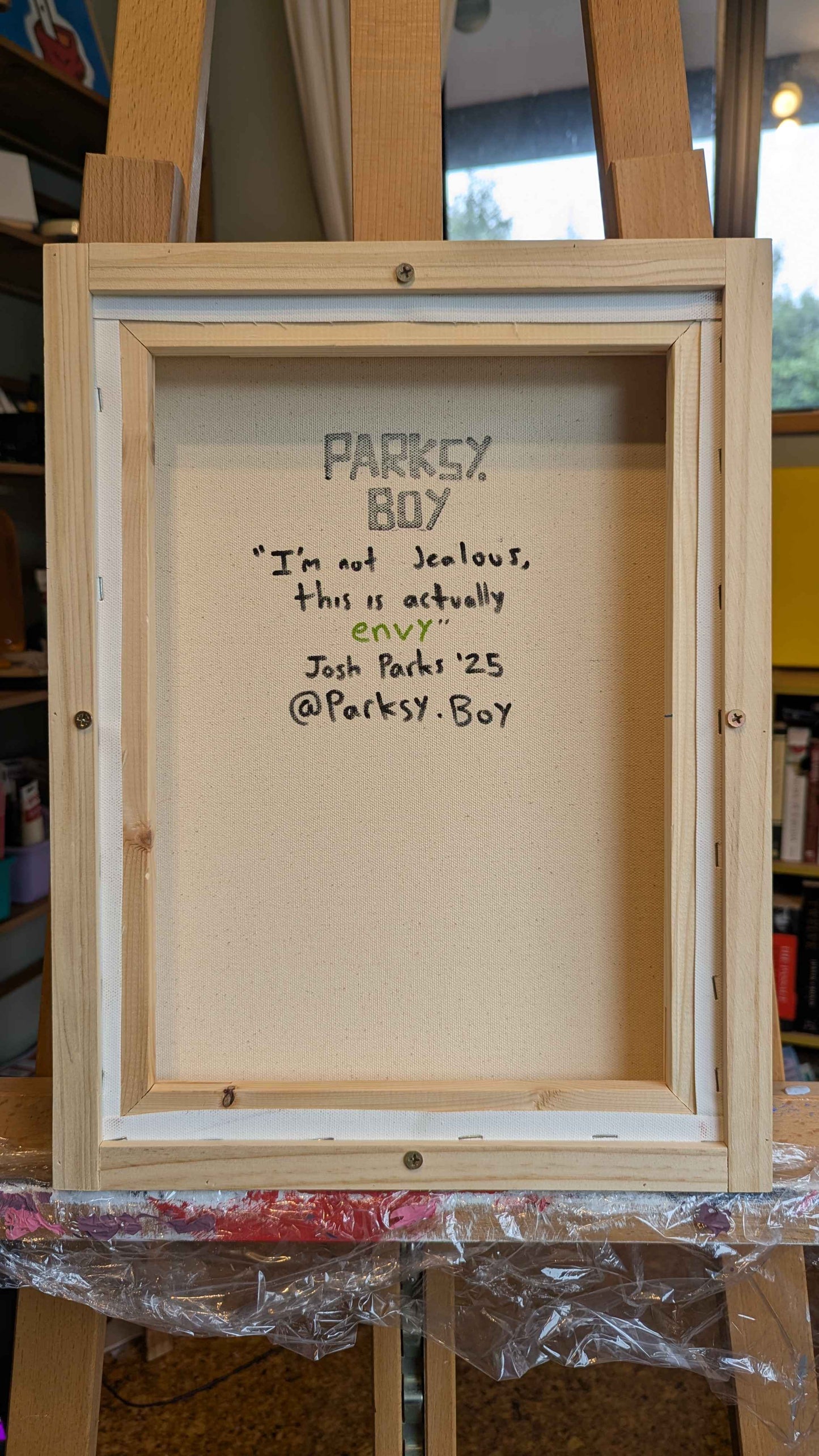 I'm not Jealous, this is actually envy - Framed Acrylic on Canvas (420mm x 320mm)