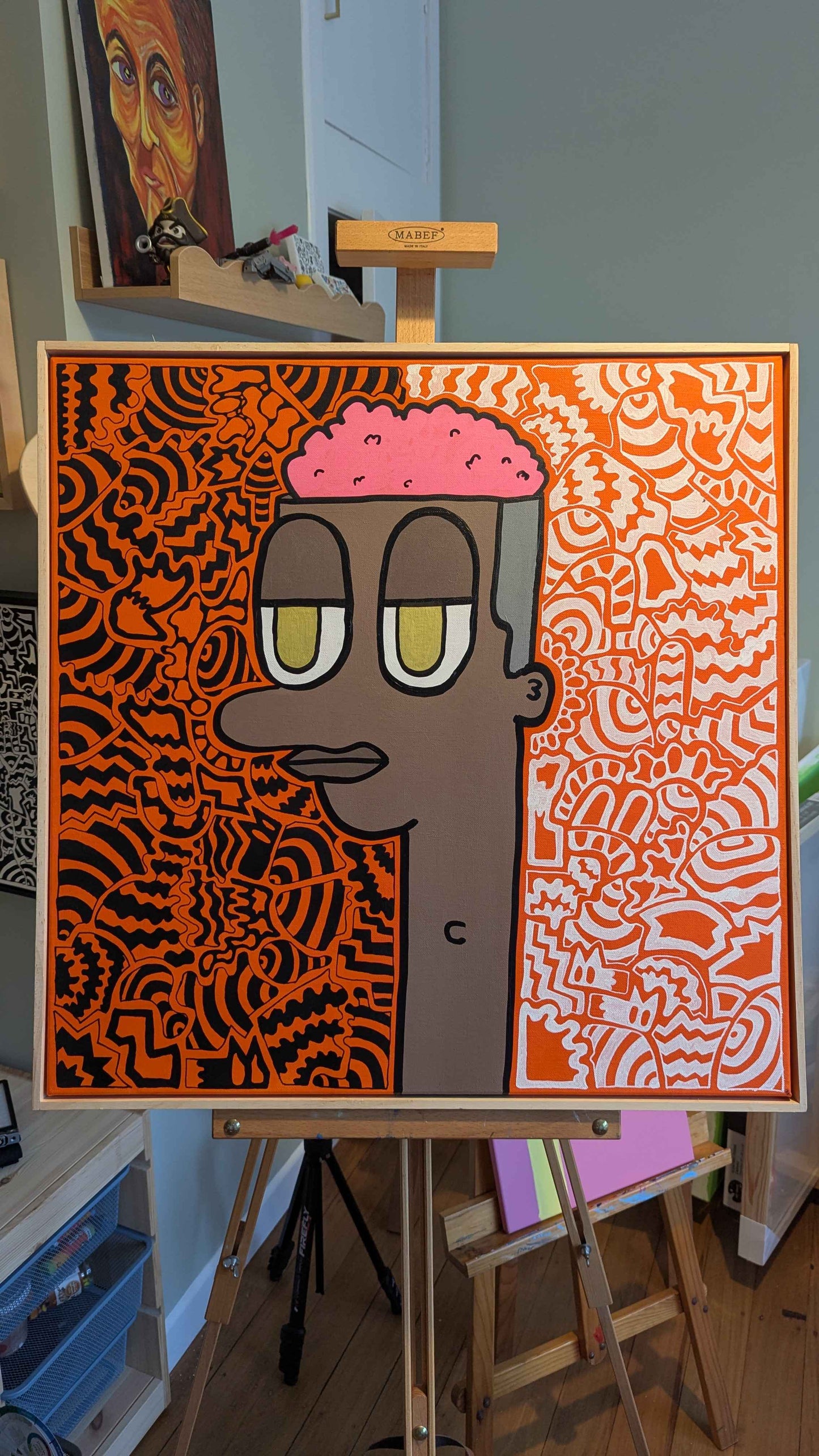 .Scatter Brain - Framed Acrylic on Canvas (620mm x 620mm)