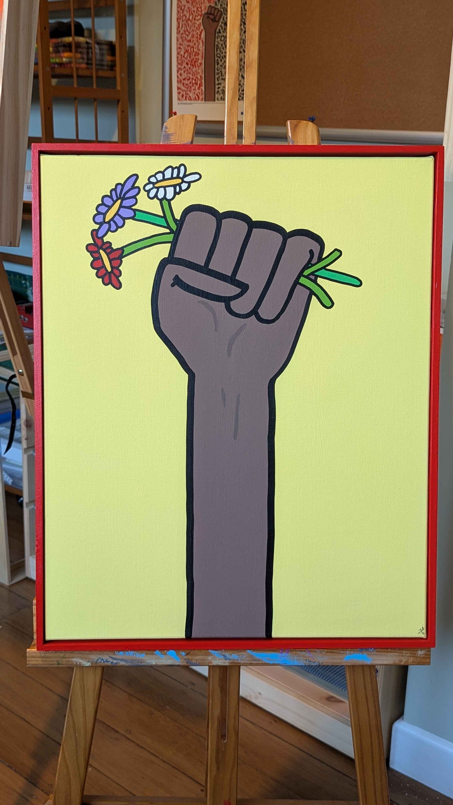 .Flower to the people - Framed Acrylic on Canvas (520mm x 420mm)