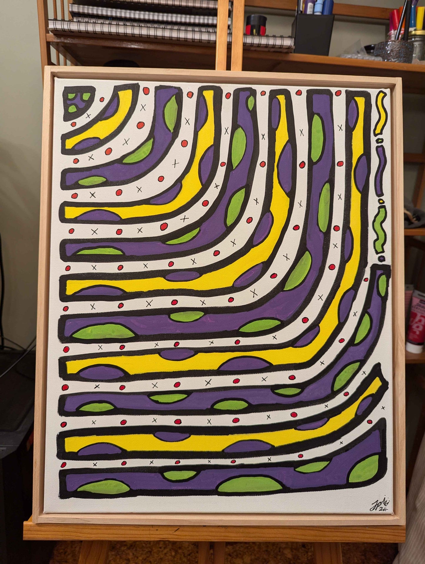 Snakes & Ladders - Framed Acrylic on Canvas (520mm x 420mm)